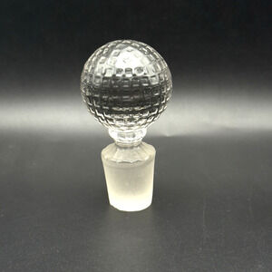 Vtg Decanter Stopper Solid Clear Glass Barware Golf Disco Ball For .75-1” Mouth